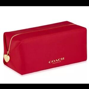 Coach Red Travel Pouch with Gold Heart Charm